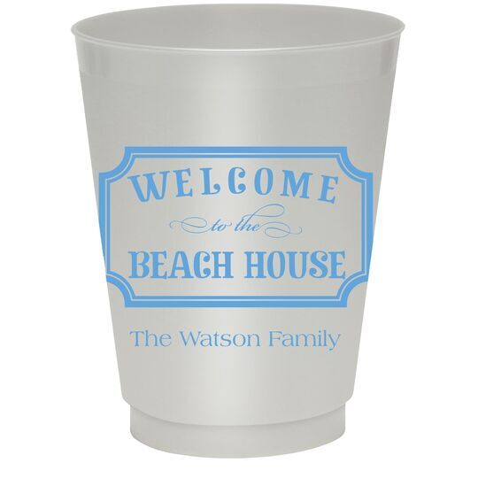 Welcome to the Beach House Sign Colored Shatterproof Cups